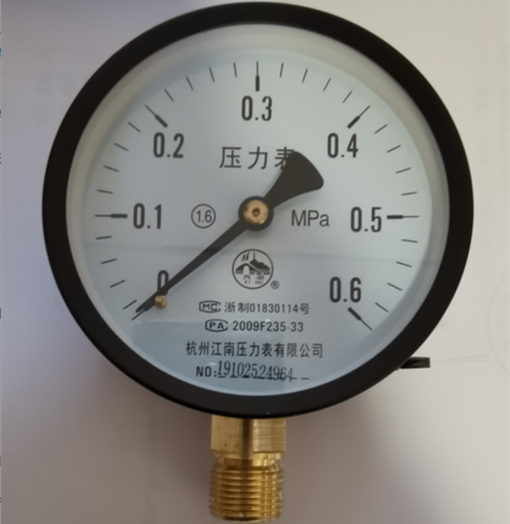 杭州江南西湖牌压力表Y100径向0-0.6MPa 接口M20*1.5