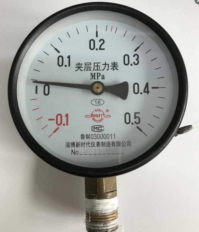 淄博新时代夹层压力表-0.1-0.5MPa山东新华脉动真空配件