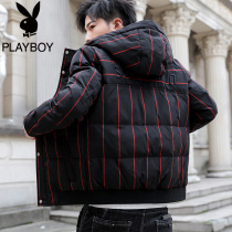Playboy cotton coat mens 2020 Winter new short cotton suit Korean fashion mens striped padded jacket