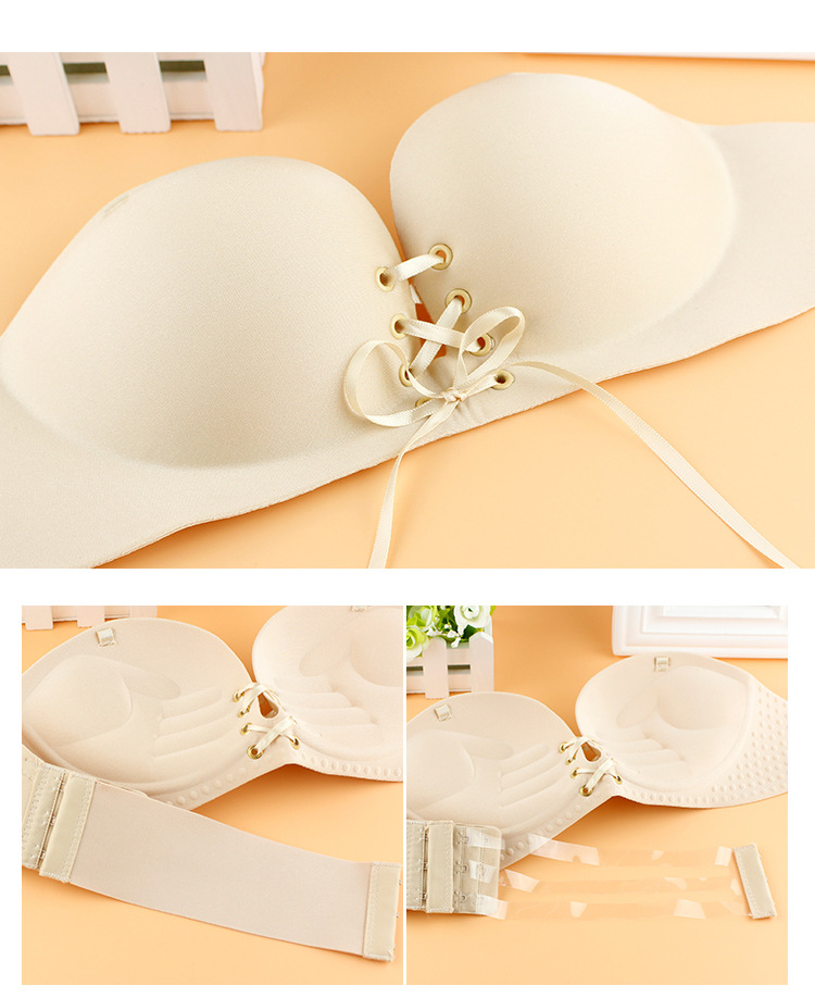 Quây kéo b vẻ đẹp trở lại qua từ cổ áo vô hình quây áo ngực thu thập sexy dày tie đồ lót cô gái