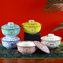 Jingdezhen bone porcelain with lid large instant noodle bowl eating noodle bowl rice bowl single student dormitory lunch box Big Soup Bowl home