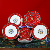 Plate dish Home 2021 new Jingdezhen Ceramic round deep disc flat disc Chinese enamel Bone Porcelain Steak Tray