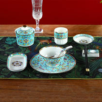 Hotel Ceramic Pendulum Table Cutlery Suit Restaurant Chinese Style Modern Bowl Pan Spoon Chopsticks Four Pieces Custom Home Bone Porcelain Bowl