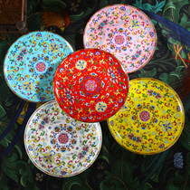 Jingdezhen bone porcelain plate home Chinese court enamel plate ceramic bone plate Small Plate 6 inch flat plate