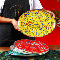 Golden Creative Ceramic Steamed Fish Dishes Home New 2021 Chinese Style Wind Large Number Bone China Fish Dish Dish Dish Dinner Plate