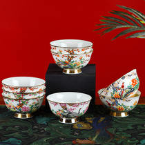 Jingdezhen Ceramic Household Dining Bowl Foot Bowl Bone Porcelain Rice Bowl Small Soup Bowl Handpainted Bowl High Anti-hot Bowl