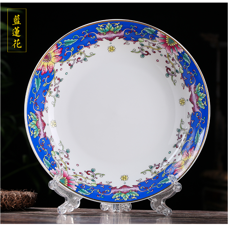 Jingdezhen ceramic 8 inches creative contracted circular plate household deep dish soup plate steak dish dish dish plate