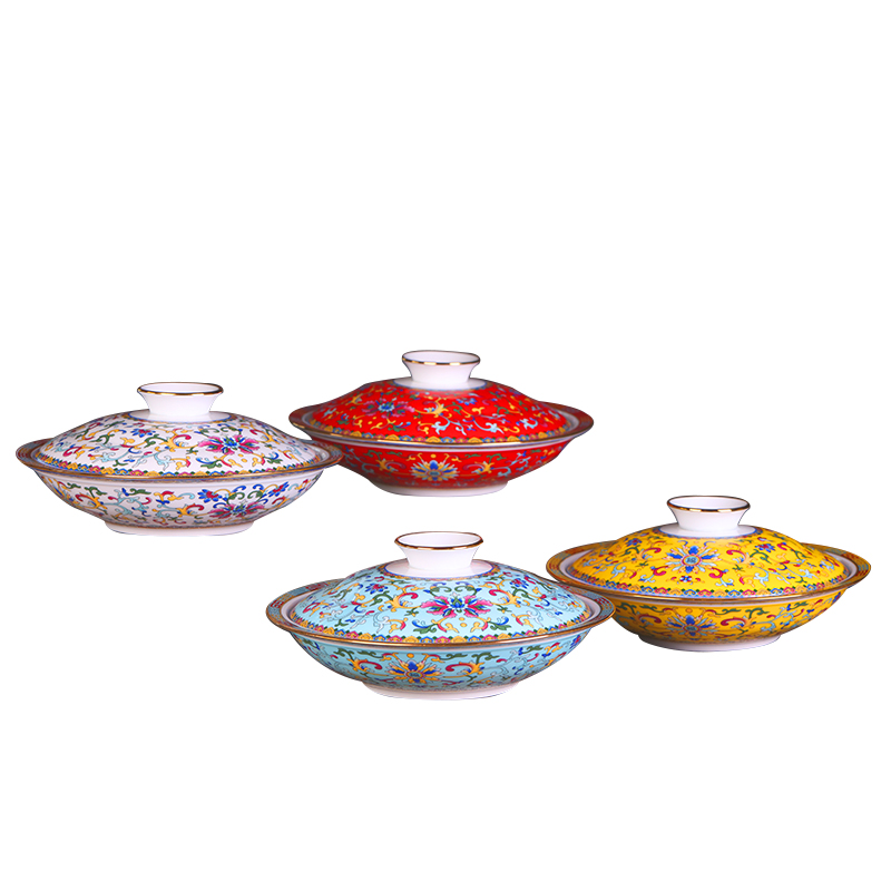 Jingdezhen porcelain ipads son home hotel creative combination of Chinese ceramic dish dribbling lid plate 8 inch combiner