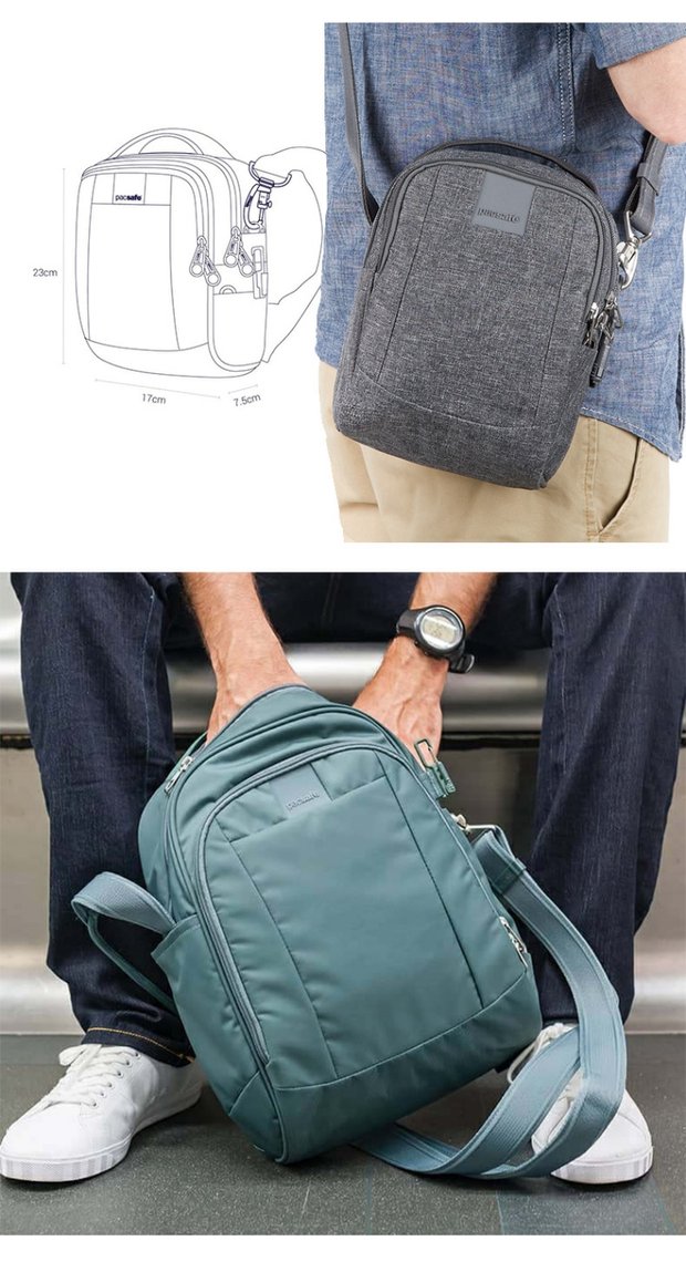 Túi đeo vai nhỏ Pacsafe thể thao ngoài trời du lịch chống cắt túi mini crossbody totetalk