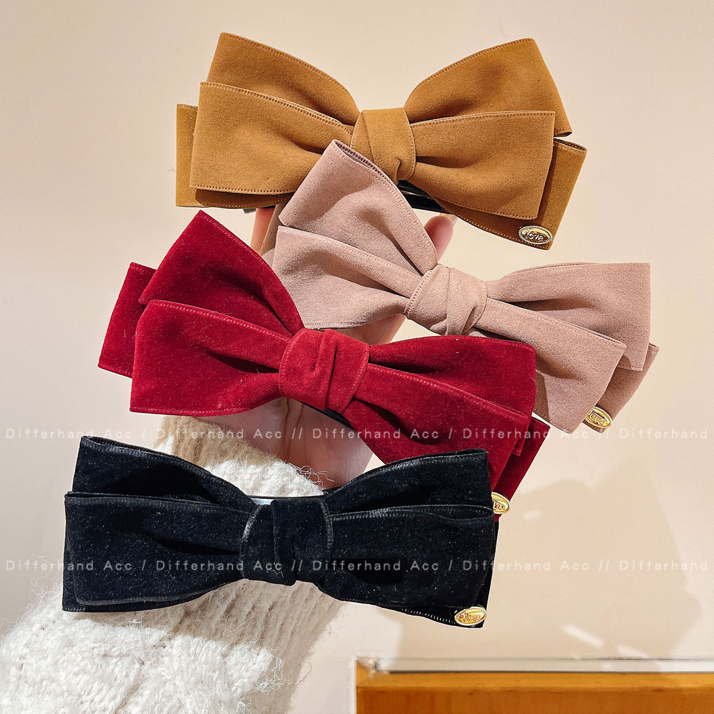 New Year's Red Bow Hair Clip for the Year of the Horse, Large Hairpin for Women, Back of the Head Hair Accessory