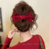 New Year's Red Bow Hair Clip for the Year of the Horse, Large Hairpin for Women, Back of the Head Hair Accessory