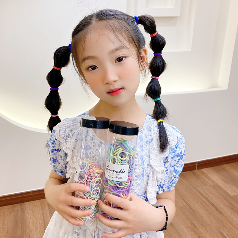 300 Pieces of Canned Children's Hair Ties That Do Not Damage Hair, Small Size for Tying Small Ponytails, Thumb-Sized Hair Bands, Hair Accessories for Girls