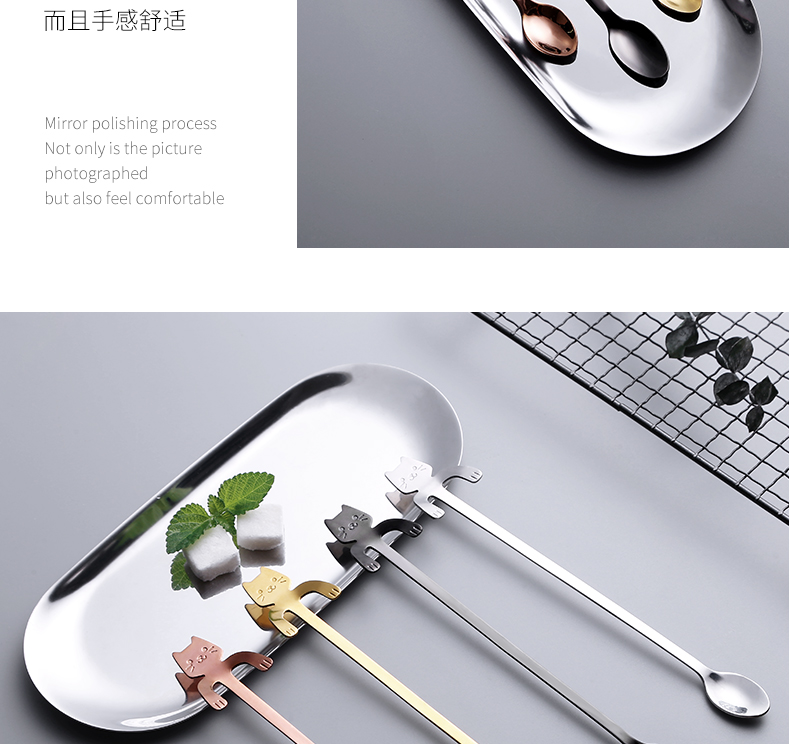 304 thép không gỉ tráng miệng muỗng sáng tạo dễ thương nhỏ châu Âu muỗng cà phê sang trọng cá tính hộ gia đình dài cầm thìa khuấy - Cà phê bình pha cafe mini