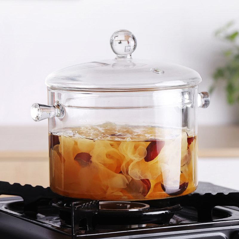 High borosilicate glass stew pot stew soup household transparent cooking pot Gas open flame high temperature small crock pot mini soup pot bowl