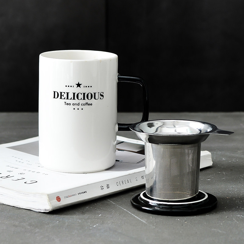 Tea Mark cup ceramic with lid tea sepal filter Office large capacity tea Water separated tea cup Sub-coffee cup Sub-coffee cup