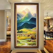 Giant mountain feng Shui patron wall painting American living room entrance decoration painting European duplex building landscape lucky mural