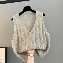 Forest style retro sleeveless vest vest, spring 2024 new artistic hollowed out knitted top, women's cardigan, vest trend