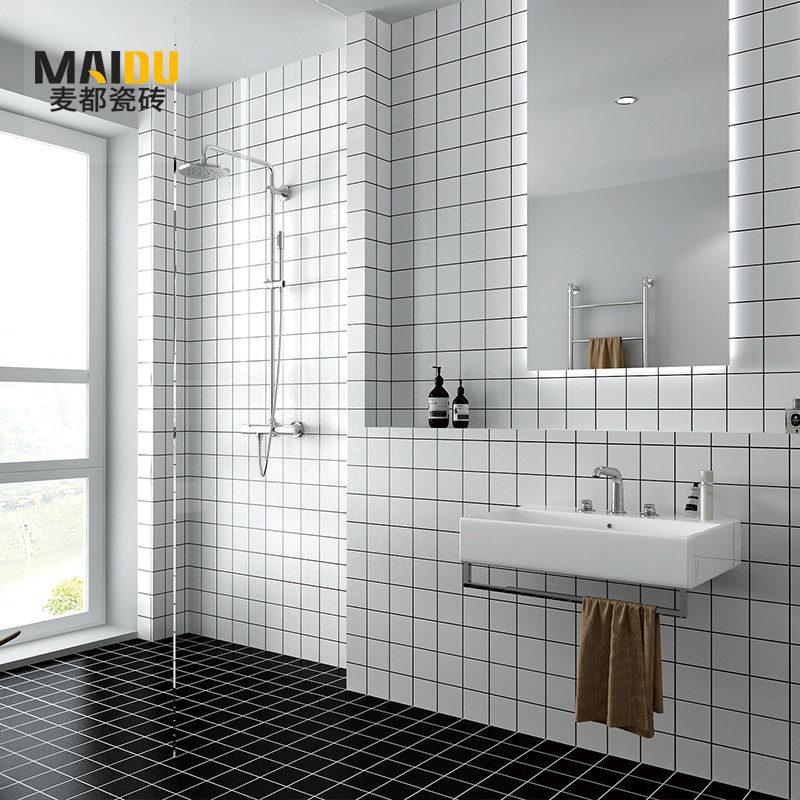 Nordic black and white grey grid brick 300 * 600 mesh red small white brick kitchen bright light wall brick bathroom bread pane brick