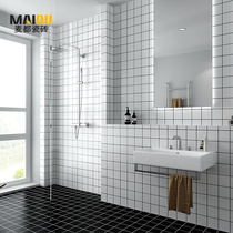 Nordic black and white gray checkered brick 300*600 net red small white brick Kitchen bright wall brick Bathroom bread checkered brick