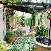 Pastoral fresh style 300*300MM green art tiles Balcony bathroom kitchen restaurant small floor tiles
