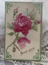 71 France 1907 Silk Rose with embossed handwritten postcard