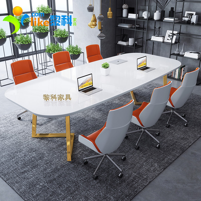 Desk Light Extravaganza Modern Long Strip Long Table Meeting Room Table Training Negotiate Table And Chairs Combined Small Meeting Table