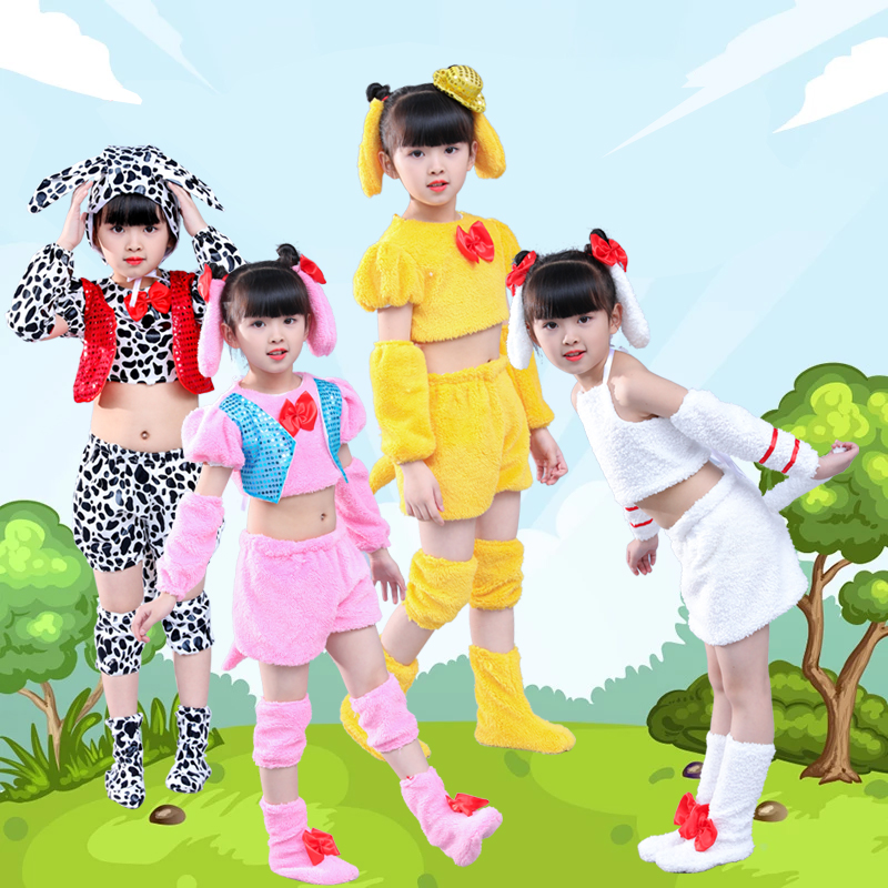 Xiaohe style, I and the puppy came to the New Year's Day costumes children's animal dance costumes girls' performance costumes gauze skirt