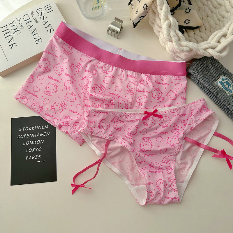 [Couple Style] Leg Ring Pink Hello Kitty Couple Underwear One Male One Female Sexy 2025 New Kt Cat