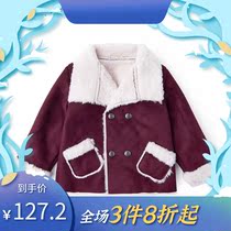 pappymommy baby winter coat baby plus velvet warm coat children lapel button coat