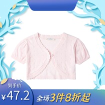 2021 summer cotton short-sleeved baby sunscreen clothes girls foreign-air jacket children air-conditioned shirt baby knitted cardigan