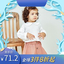 Girls clothing autumn long sleeve shirt thin middle child childrens foreign girl baby collar cute cotton shirt