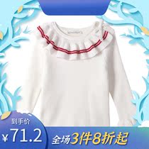 pappymommy baby sweater 2021 spring toddler lotus leaf collar female baby long sleeve pullover sweater baby shirt