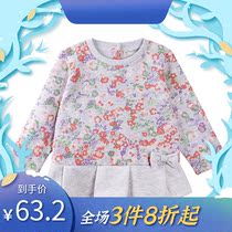 pappymommy2021 childrens wear long sleeve dress print stitching bow skirt girls