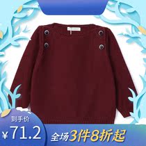 pappymommy baby 2020 Spring and Autumn Sweater cotton knitted round neck pullover baby thick open shoulder sweater