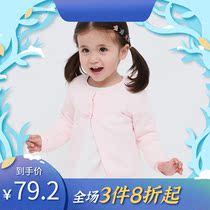 pappymommy baby cardigan 2021 spring and autumn baby knitwear round neck female treasure long sleeve bow shirt