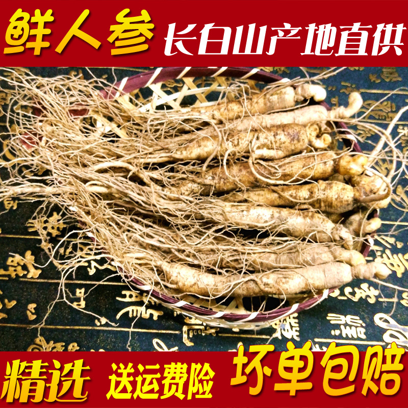 Northeast Jilin Changbai Mountain wild soil fresh ginseng fresh ginseng fresh ginseng fresh ginseng whole branch 500g mountain ginseng one catty