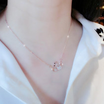 Swan Lucky Necklace Women Short choker Pendant Rose Gold Japanese and Korean Simple Jewelry Simple Necklace Women