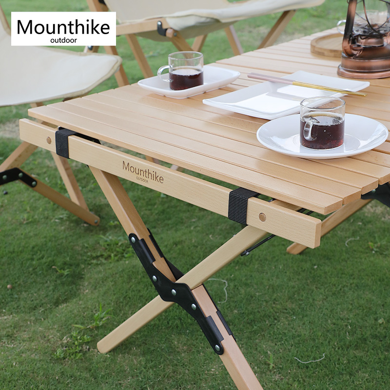 Beijing spot mountain customer outdoor beech egg roll table outdoor camping camping folding table folding picnic table