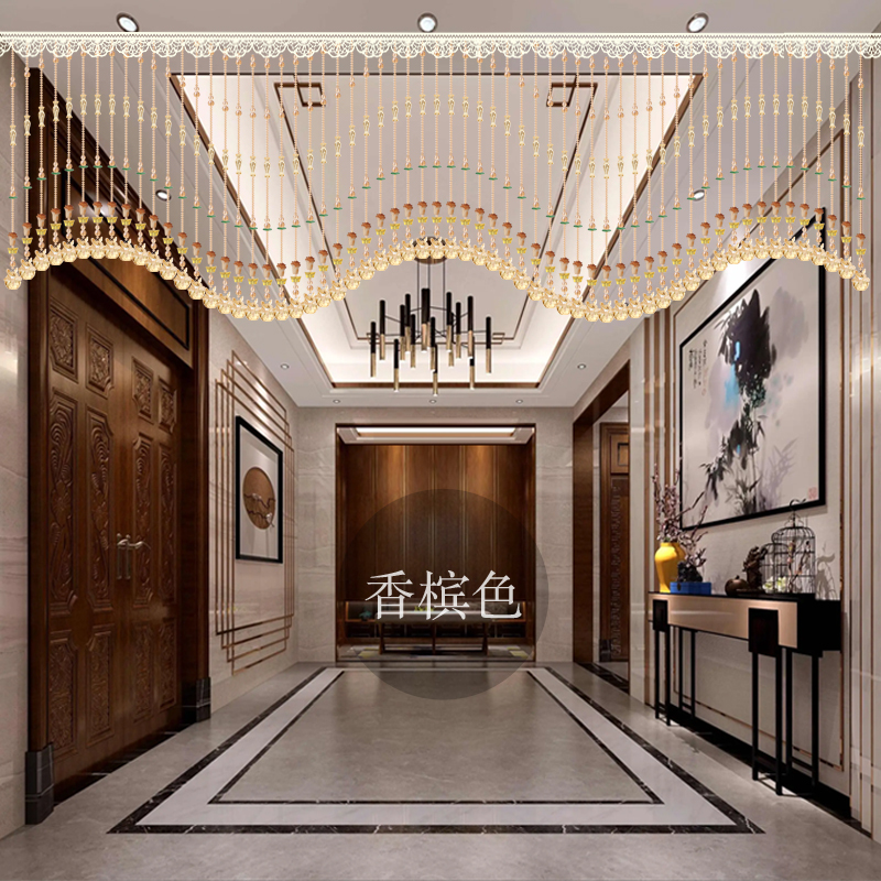 A3 Wave Restaurant Balcony Crystal Bead Curtain Living Room Entrance Partition Feng Shui Hanging Hanging Window Entry Door Without Punching