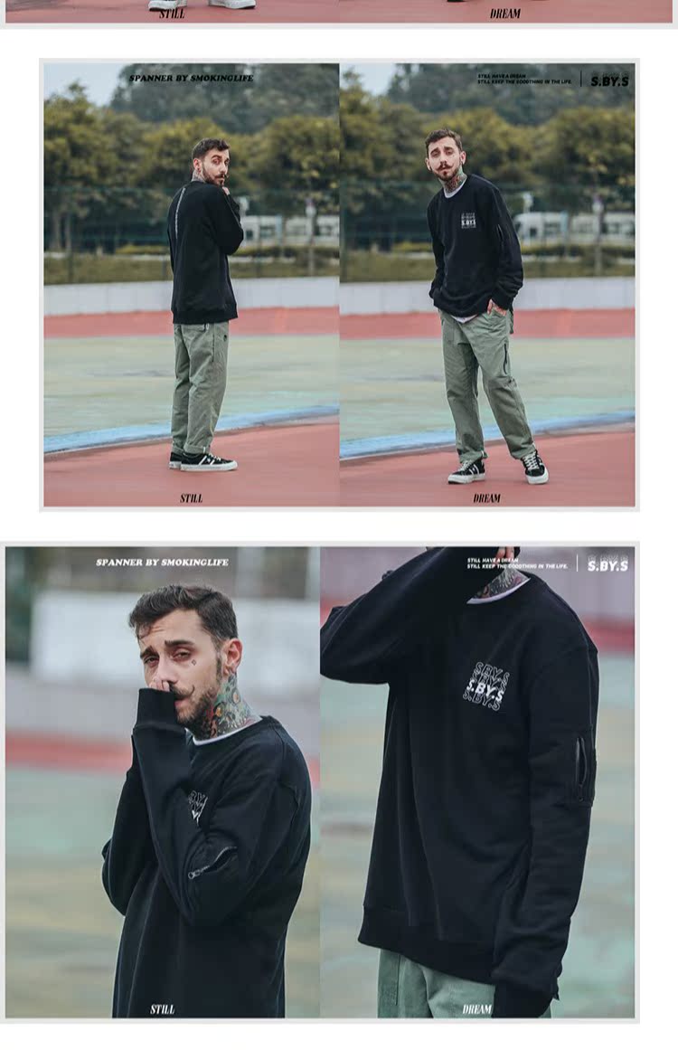 SMOKINGLIFE Kỷ niệm 10 năm Thu thủy triều Cặp đôi Thương hiệu Harajuku Gradient Tiếng Anh In Áo len cao cổ áo hoodie nam