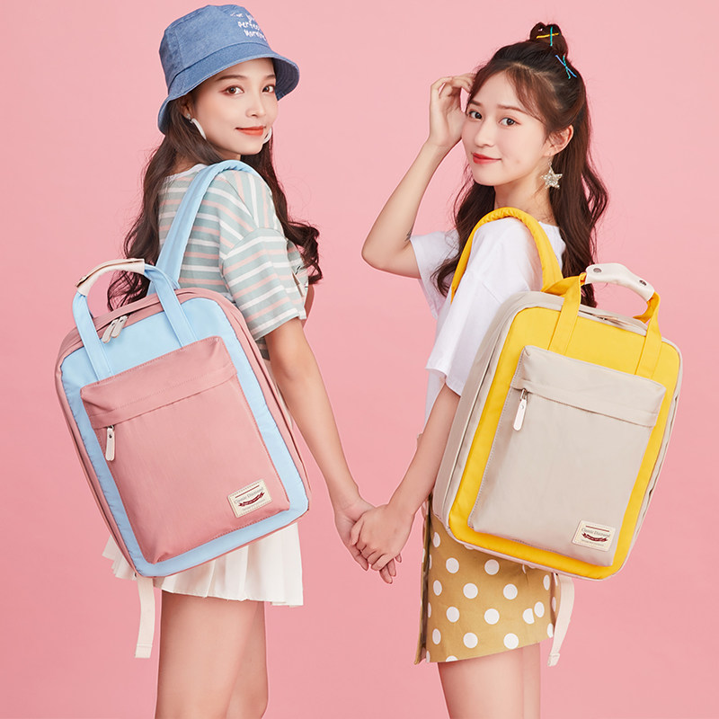 Junior high school students Bag Girl Han Edition High School Students Fashion portable large capacity Double shoulder bag Women Travel Light Shoulder Bag Tide