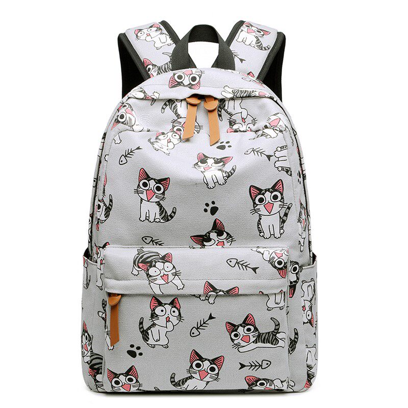 Hong Kong Elementary School Students School Bag Women Campus Wind Fashion Double Shoulder Bag Cute Printed Little Fresh Junior High School Double Shoulder Bag