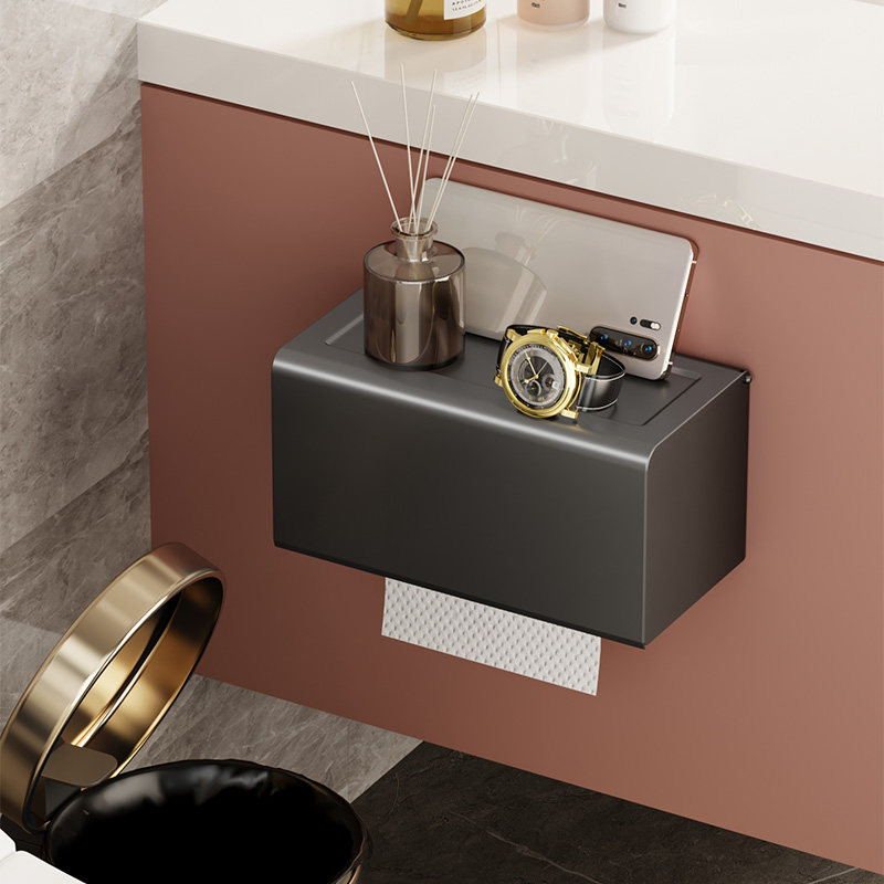 Gun Grey Toilet Paper Towel Box Bathroom Toilet Paper Makeup Room Toilet Paper Roll Toilet Paper Rack Free Paper Towel Rack Free of punch