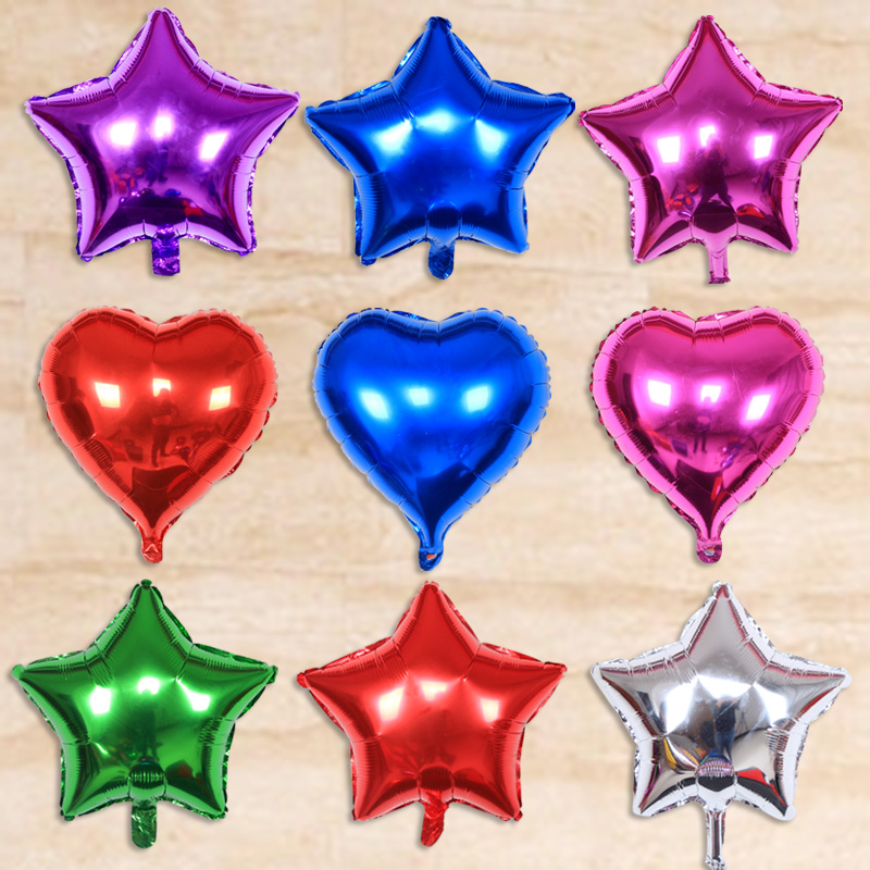 10 10 10-inch aluminum film balls heart-shaped and stars 5-inch balloons decorated birthday parties arranged aluminum foil balls