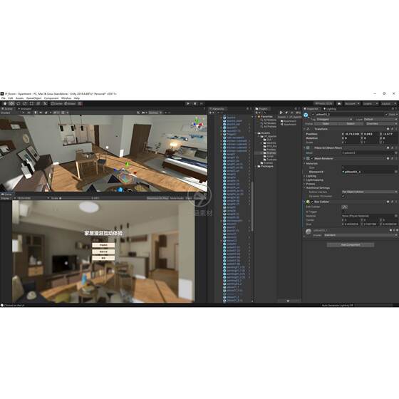 Unity3D Indoor Room Home Scene Roaming Interaction Source Code Project Source File for Finished Product Game Project