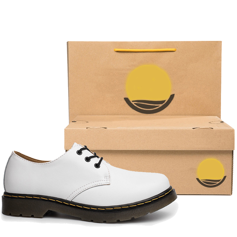 Dr1461 Martin White Low-Top Shoes Men's New 3-Hole British Genuine Leather Shoes K-Style Versatile Couple White Shoes Trendy