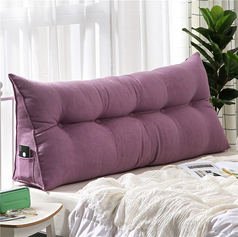 Nordic simple super soft Korean velvet bedside triangular backrest floating window long pillow sofa large cushion zipper removable and washable