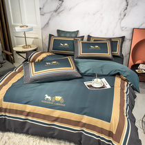 Nordic style cotton four-piece light luxury 100 cotton quilt cover sheets bed hats 3 three-piece set of hotel bedding 4