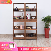 Sutin Red Wood Furniture Chicken Wings Wood Bookshelf Book Cabinet Living Room Display Chinese Solid Wood Shelve Bookcase Floor