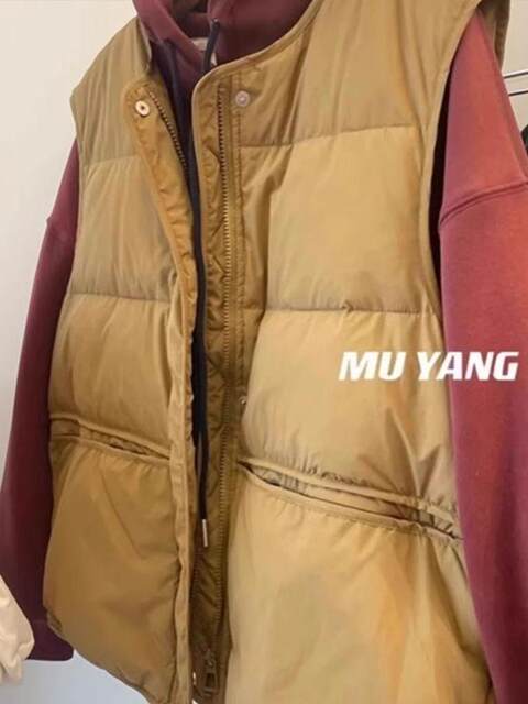 Large size fat mm300Jin Jin is equal to 0.5kg loose solid color vest warm vest fashion simple outer wear cotton sleeveless jacket ins
